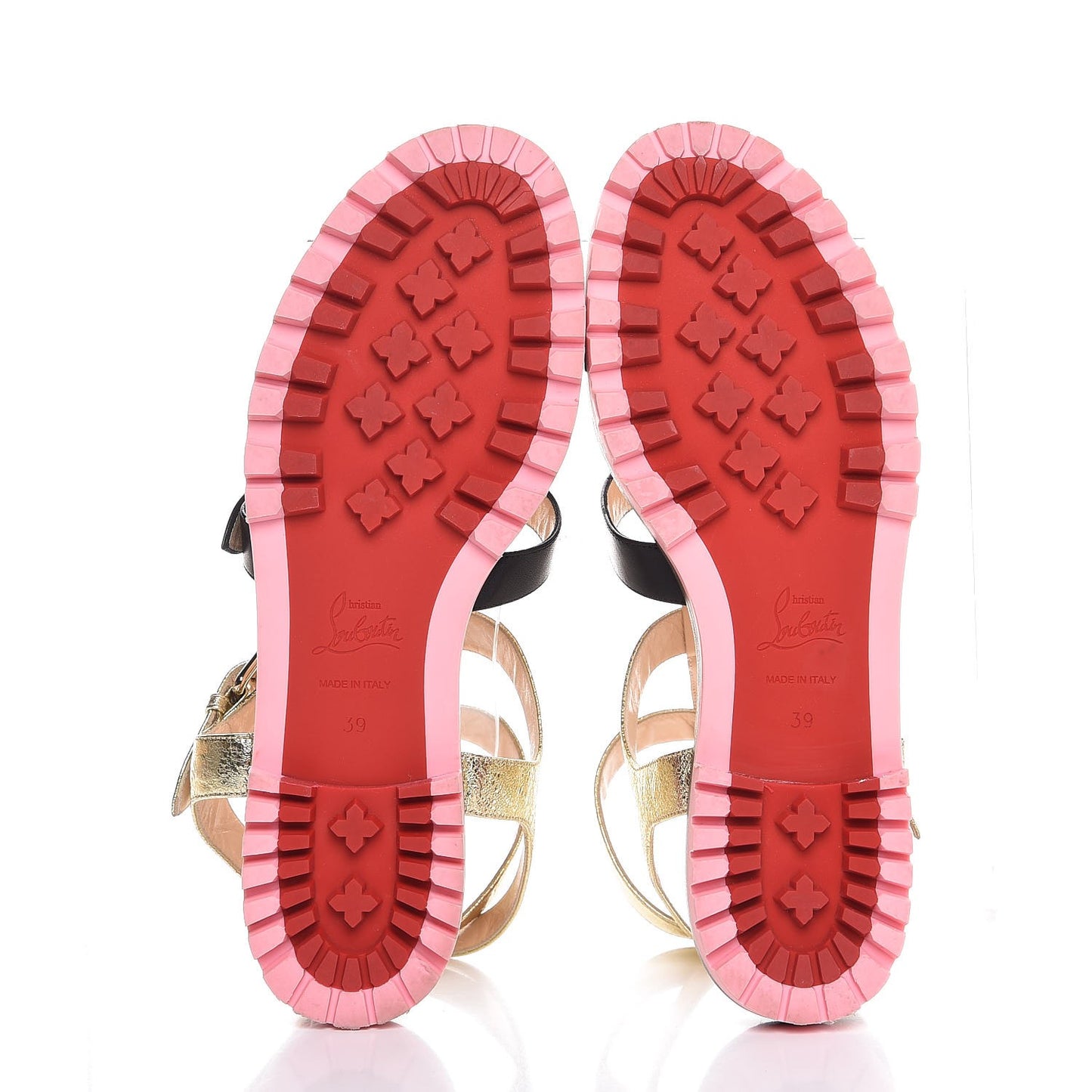 Patent Nappa Studded Rock N Buckle Flat Sandals 39 Latte