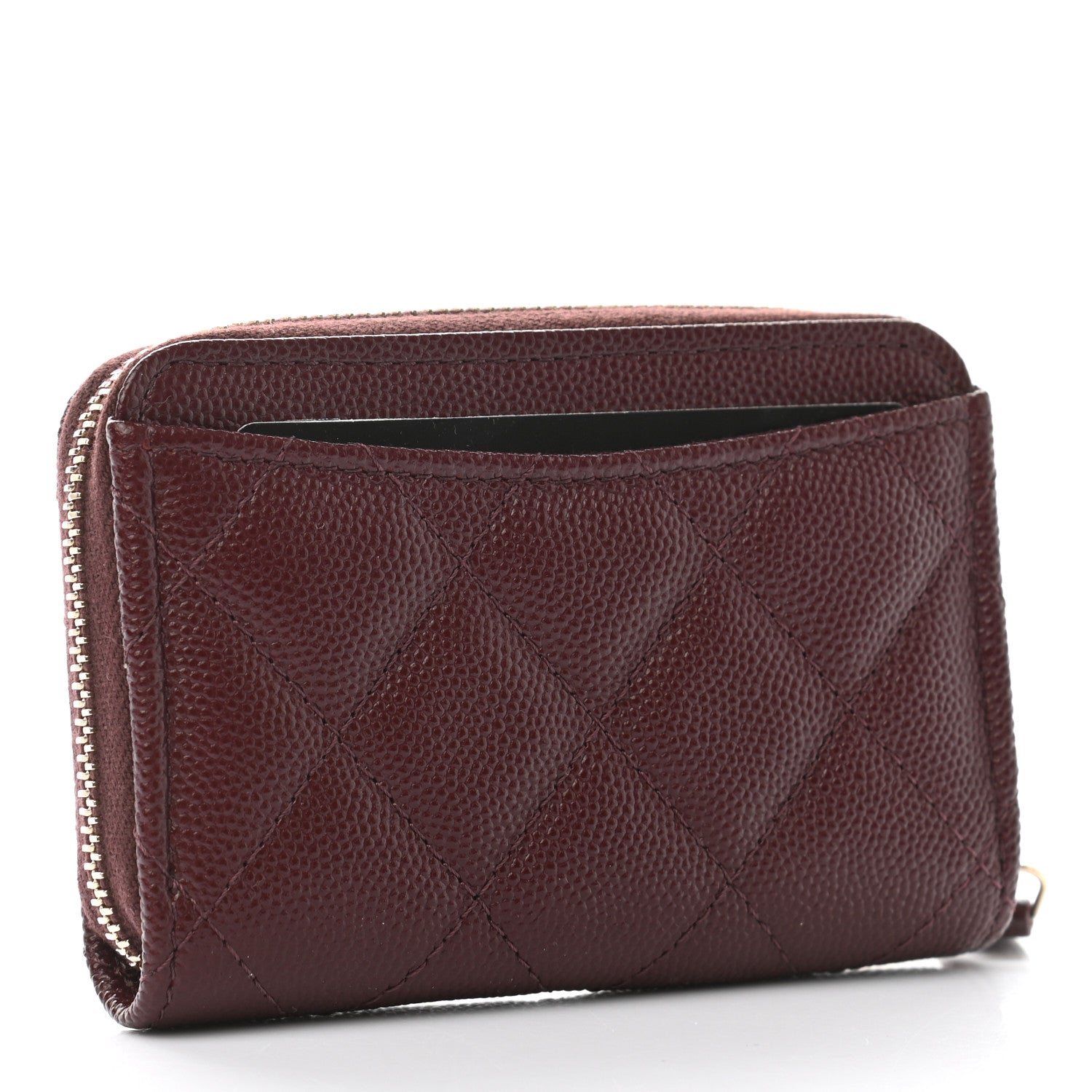 Chanel Caviar Quilted Zip Around Coin Purse Burgundy 3 of 8