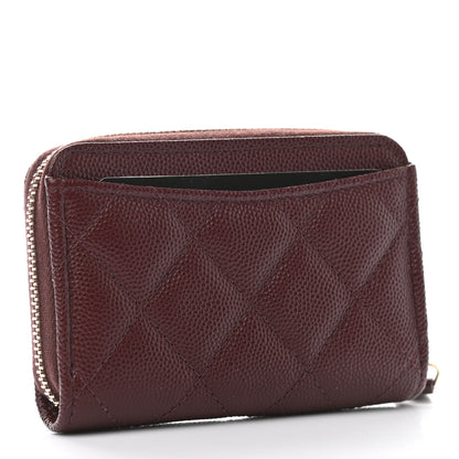 Chanel Caviar Quilted Zip Around Coin Purse Burgundy 3 of 8