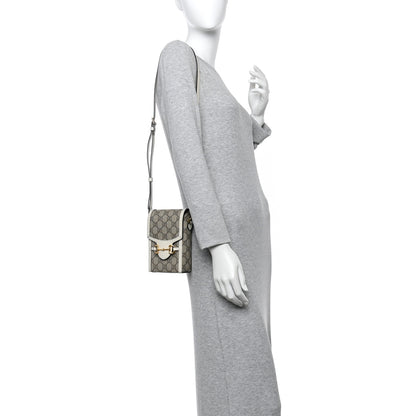 Gucci GG Supreme Monogram Azalea Calfskin Mini Horsebit 1955 Crossbody Bag Beige Ebony Mystic White 2 of 10