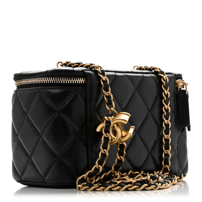 Chanel Lambskin Quilted Pearl Crush Small Vanity Case With Chain Black 3 of 15