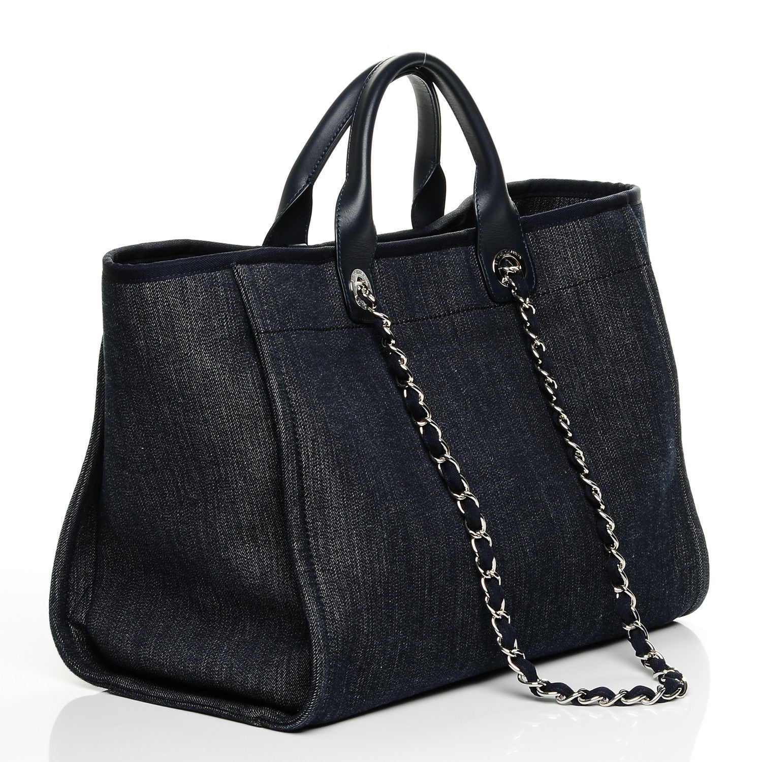 Chanel Canvas Large Deauville Tote Dark Blue 3 of 7