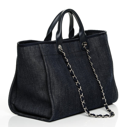 Chanel Canvas Large Deauville Tote Dark Blue 3 of 7