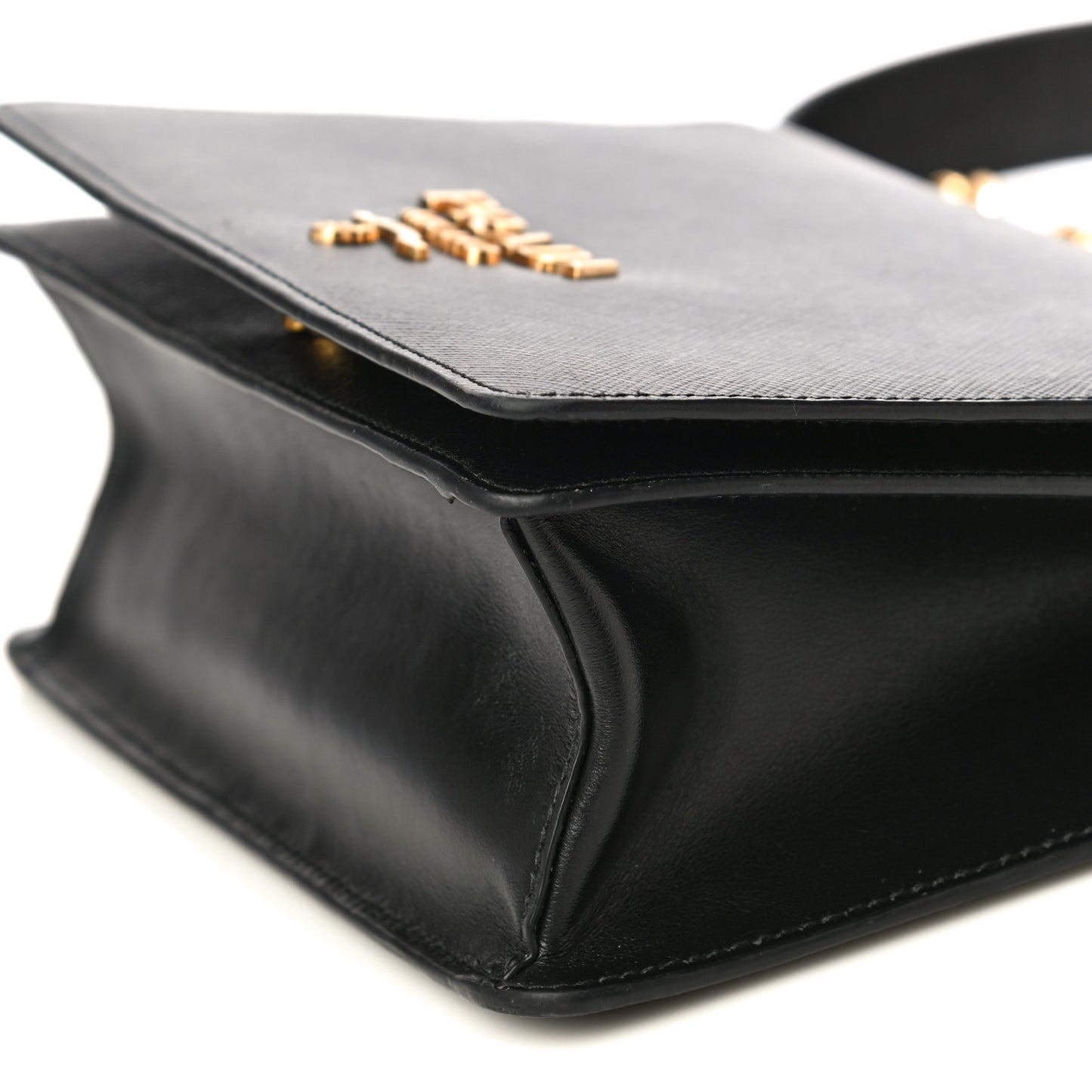 Saffiano Soft Calfskin Chain Crossbody Bag Black