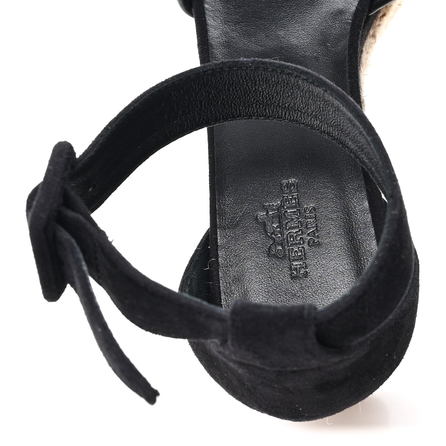 Hermes Goatskin Elda Espadrille Wedge Sandals 37 Black 8 of 10