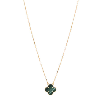 Van Cleef & Arpels 18K Yellow Gold Malachite Vintage Alhambra Pendant Necklace 1 of 5