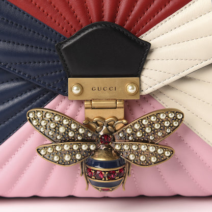 Gucci Calfskin Bamboo Trapuntata Queen Margaret Top Handle Bag Blue Agata Hibiscus Red Mystic White Sugar Pink 10 of 10