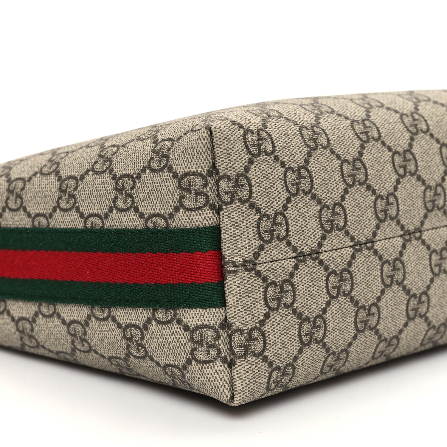 Gucci GG Supreme Monogram Textured Calfskin Web Super Mini Ophidia Shoulder Bag Beige Ebony New Acero 9 of 10