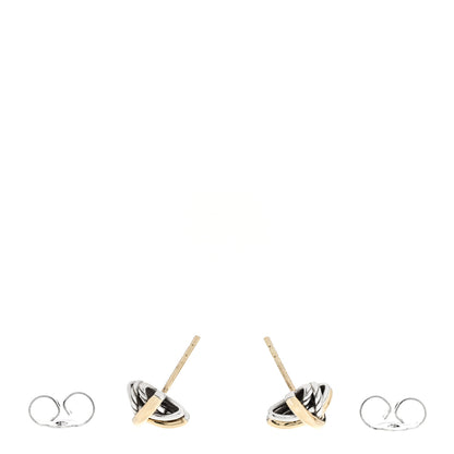 David Yurman Sterling Silver 18K Yellow Gold Crossover Stud Earrings 3 of 5