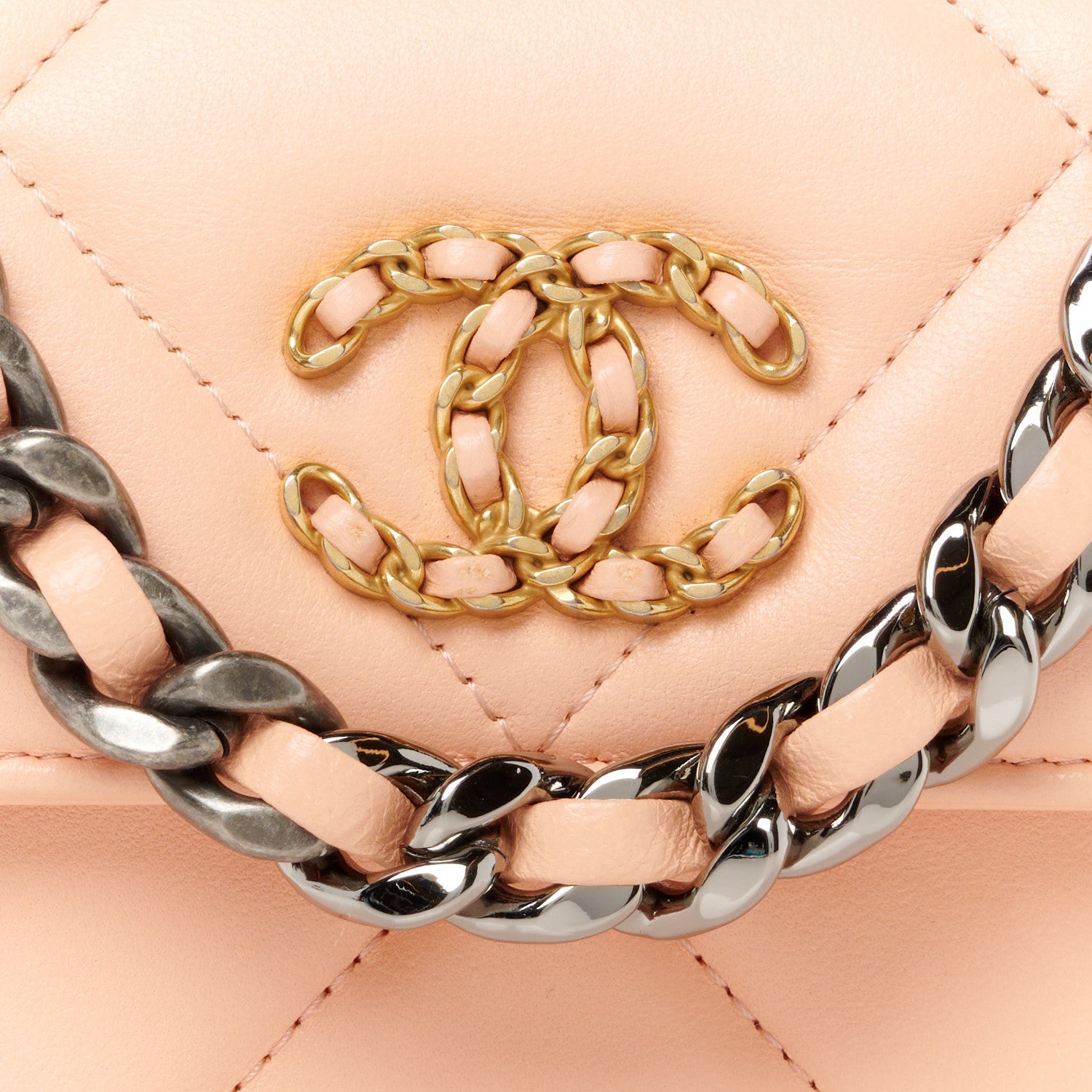 Chanel Lambskin Quilted Chanel 19 Clutch With Chain Light Orange 9 of 11