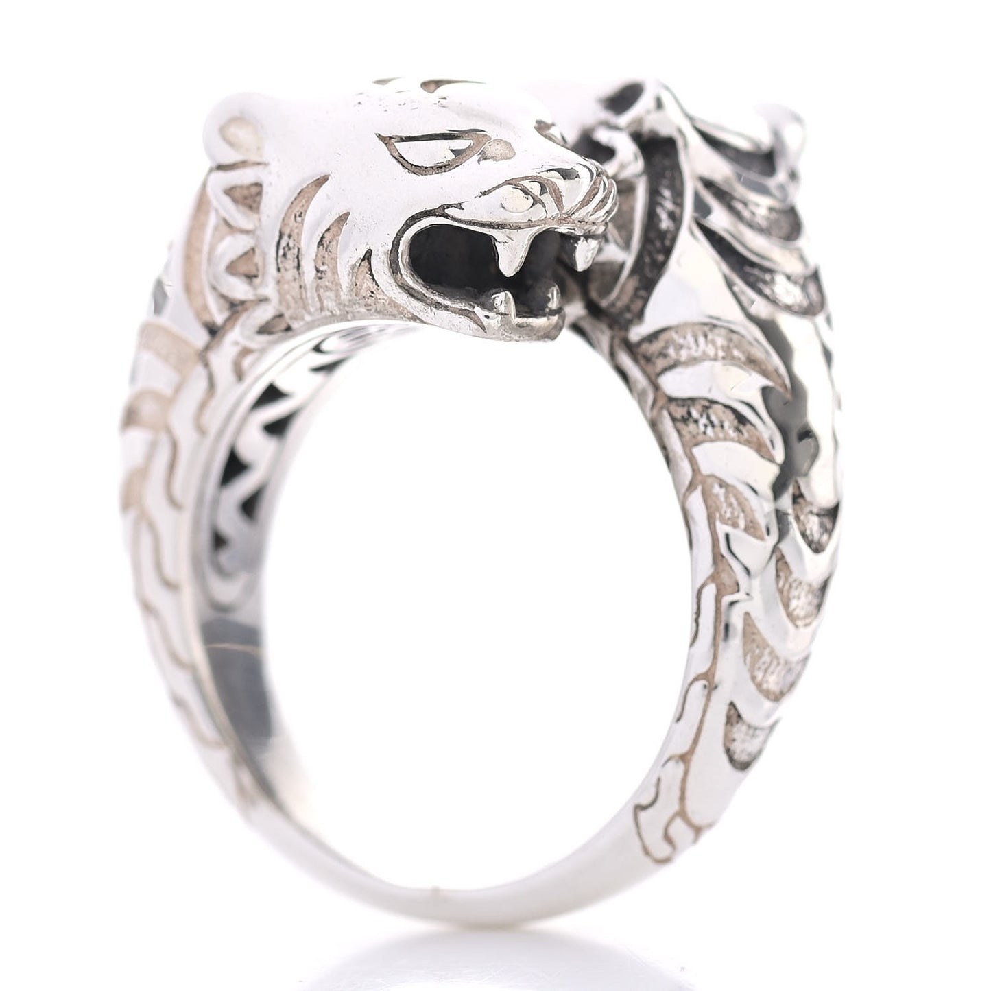 Sterling Silver Macan Tiger Head Wrap Ring 50 5.5