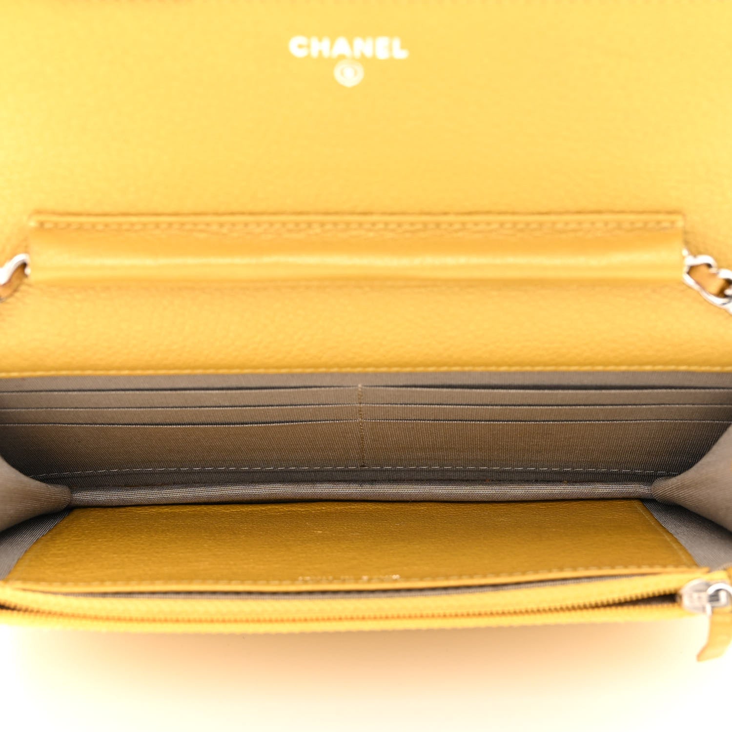 Chanel Caviar Quilted Wallet on Chain WOC Yellow 5 of 13
