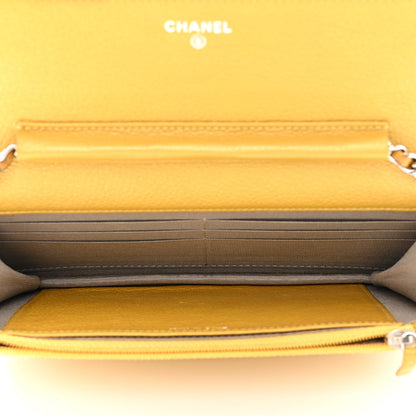 Chanel Caviar Quilted Wallet on Chain WOC Yellow 5 of 13
