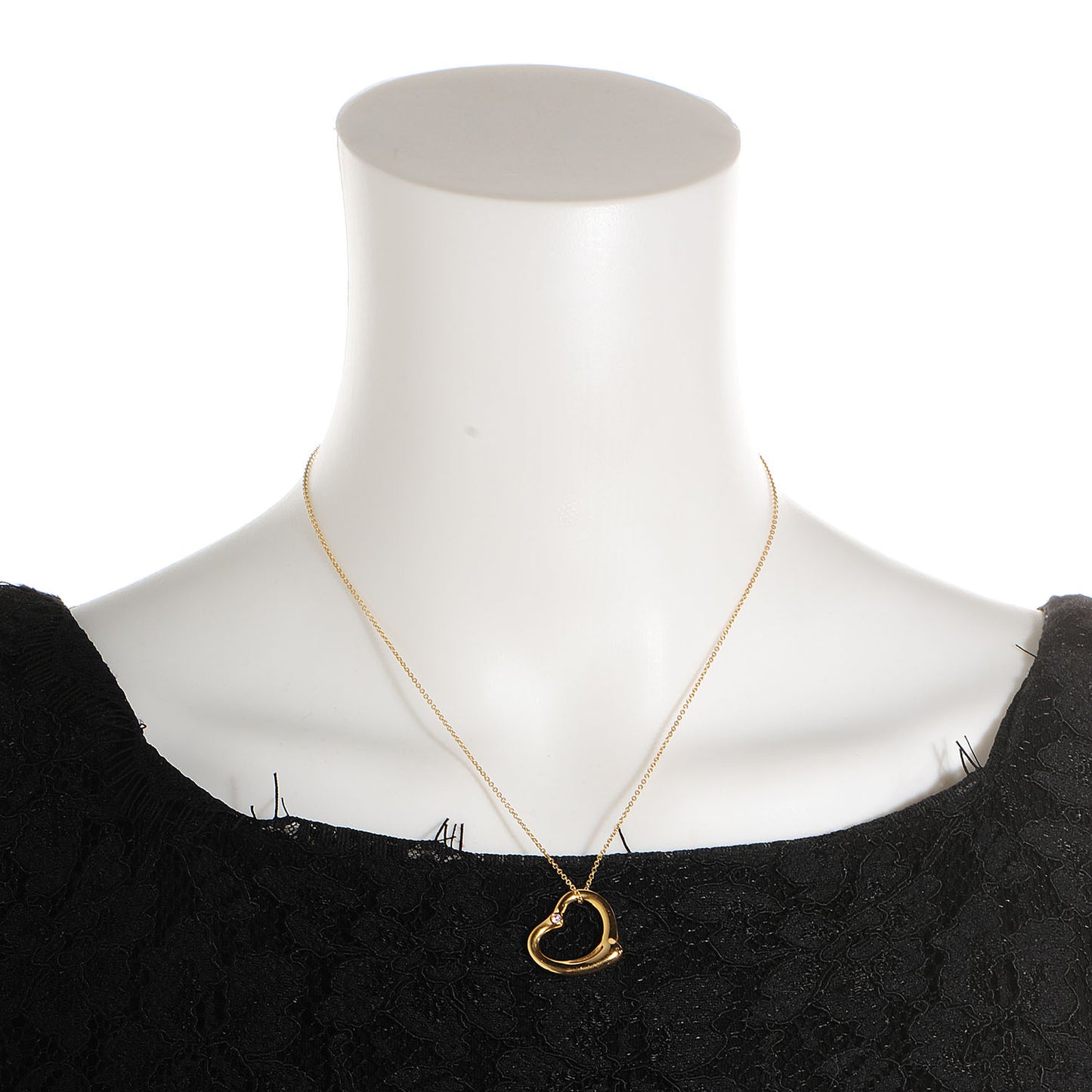 18K Yellow Gold Diamond Large Elsa Peretti Open Heart Pendant Necklace