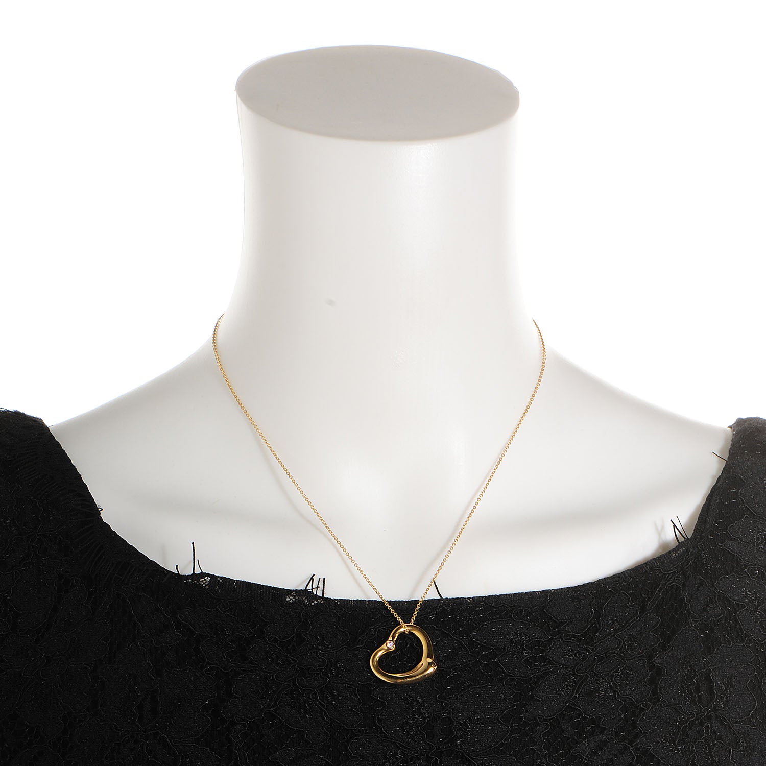 Tiffany 18K Yellow Gold Diamond Large Elsa Peretti Open Heart Pendant Necklace 2 of 7