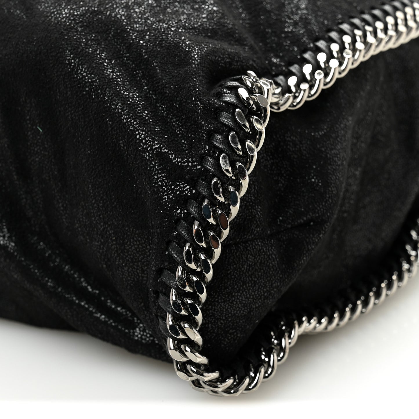 Metallic Shaggy Deer Falabella Fold Over Tote  Black