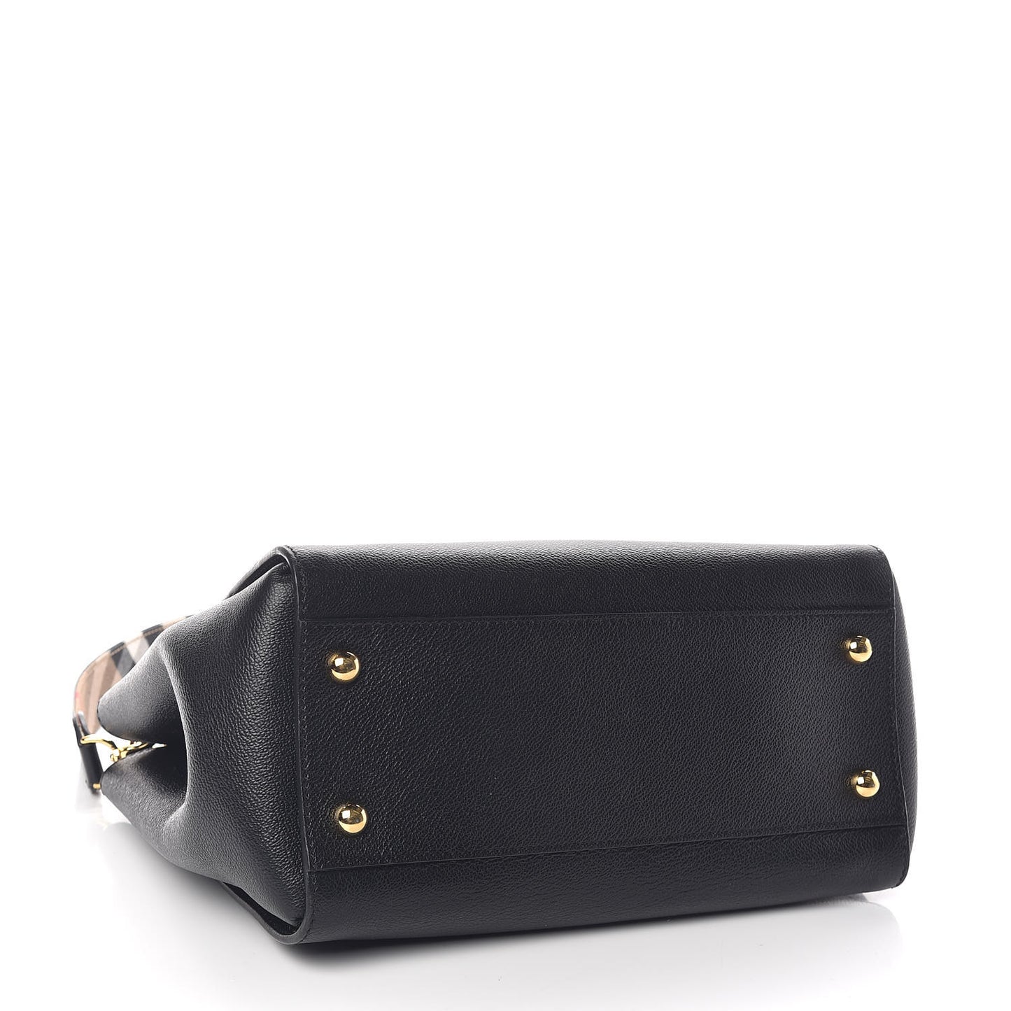 Soft Grain Calfskin Medium Buckle Tote Black
