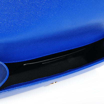 Saint Laurent Textured Calfskin Classic Monogram Clutch Royal Blue 7 of 8