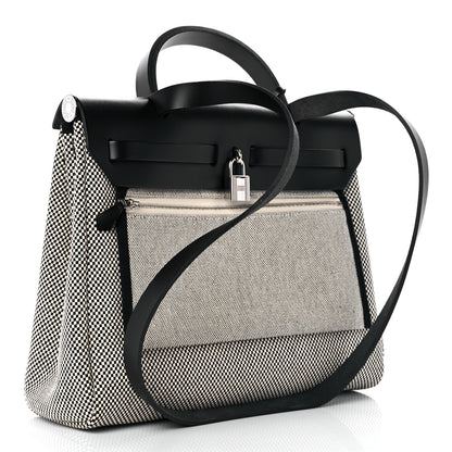 Hermes Vache Hunter Criss Viking Herbag Zip Retourne 31 PM Ecru Black 4 of 11