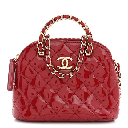 Chanel Patent Calfskin Quilted Shiny Coco Clutch With Chain Red 1 of 10