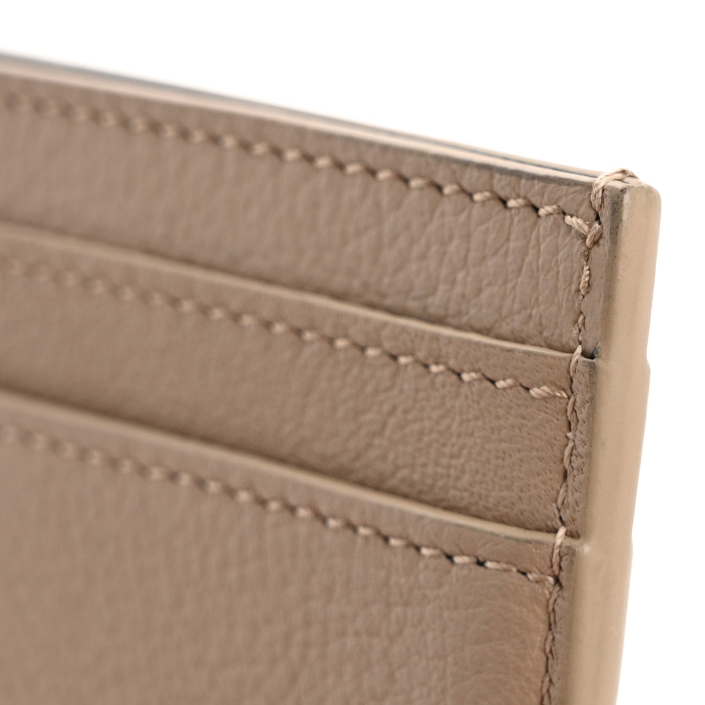 Calfskin Tiny Cassandre Credit Card Case Dark Beige