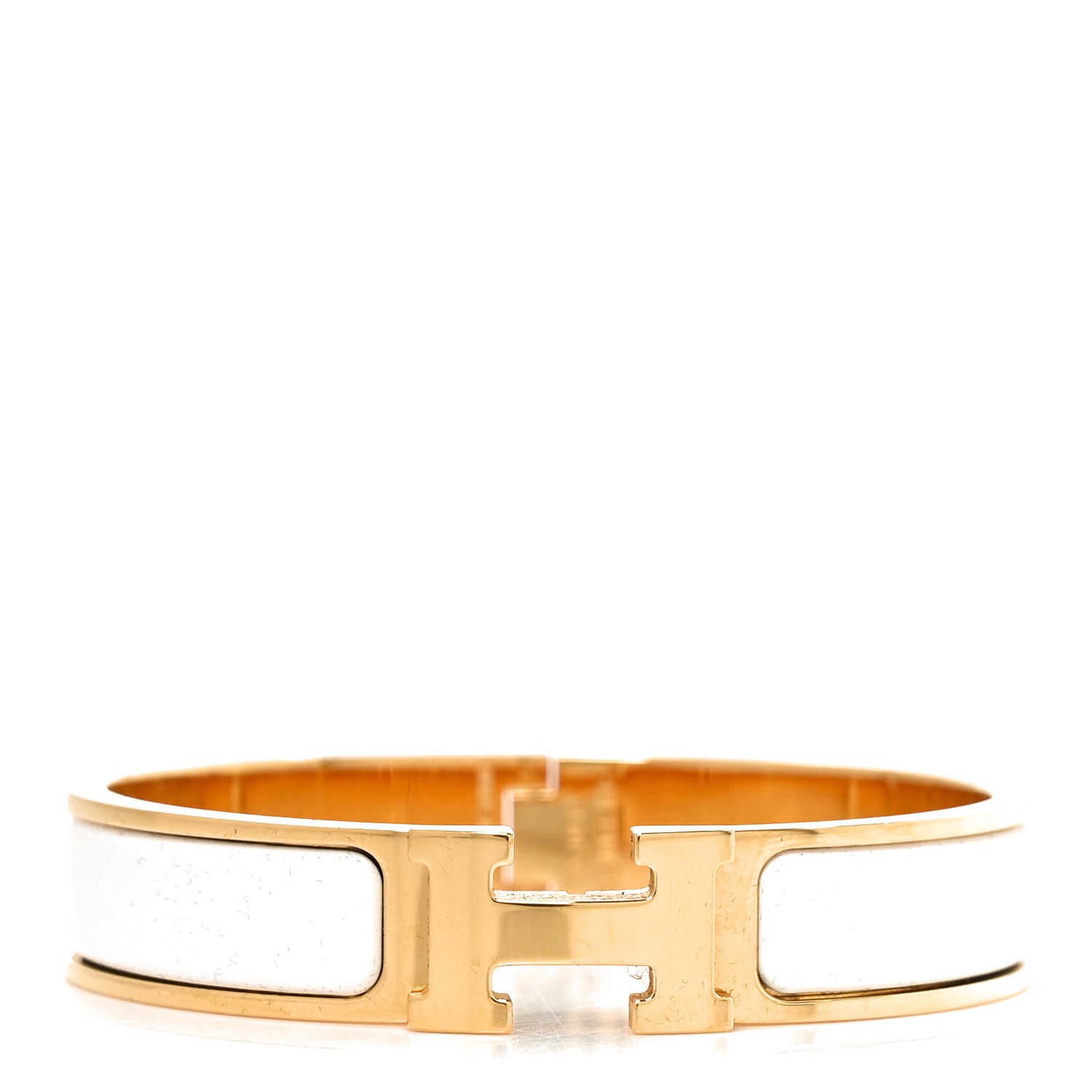 Hermes Enamel Narrow Clic Clac H Bracelet PM White 1 of 5