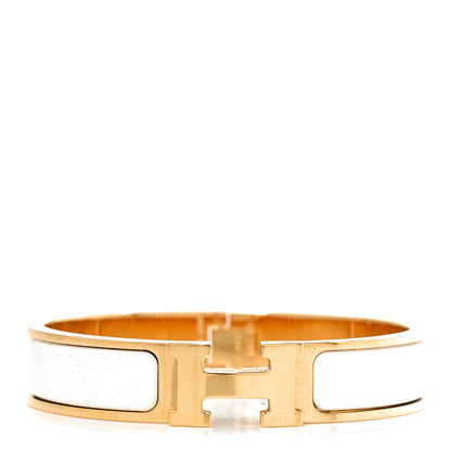 Hermes Enamel Narrow Clic Clac H Bracelet PM White 1 of 5