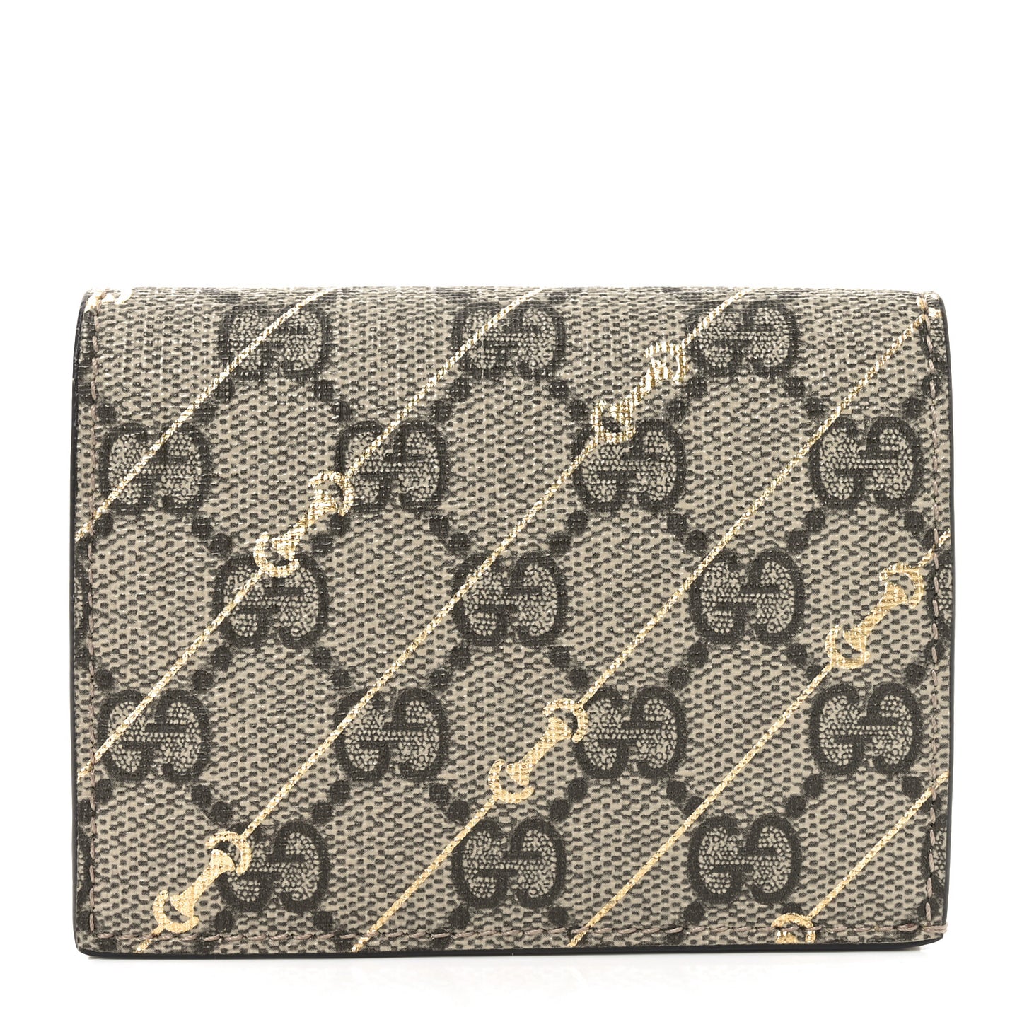 GG Supreme Monogram Calfskin Horsebit Print Card Case Beige Ebony Light Pink