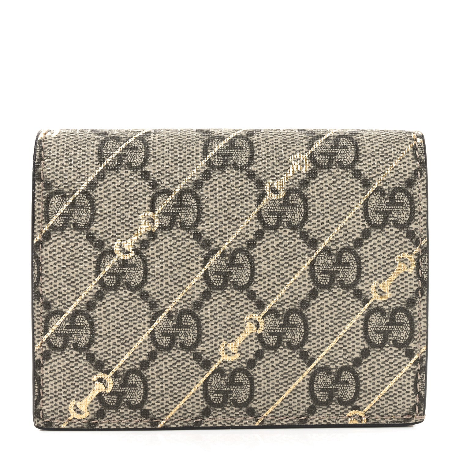 Gucci GG Supreme Monogram Calfskin Horsebit Print Card Case Beige Ebony Light Pink 1 of 8