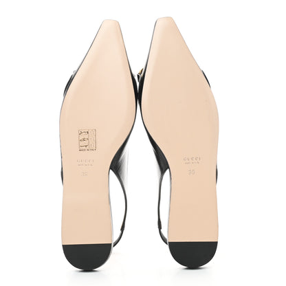 Gucci Malaga Kid Nappa Zumi Slingback Flats 36 Black 5 of 8