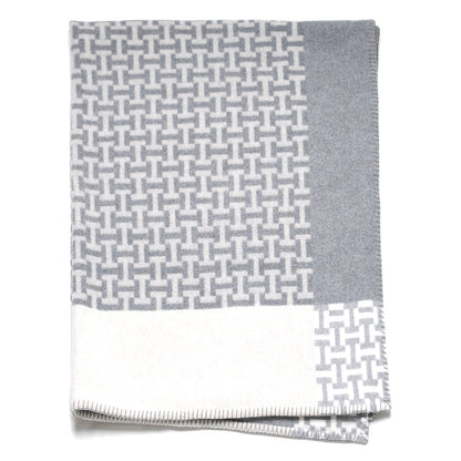 Hermes Wool Cashmere Signature Avalon Terre d'H Blanket Grey 1 of 4