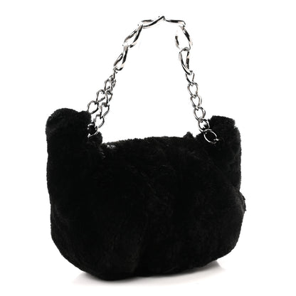Chanel Lapin Rabbit Fur Shoulder Bag Black Black 3 of 10