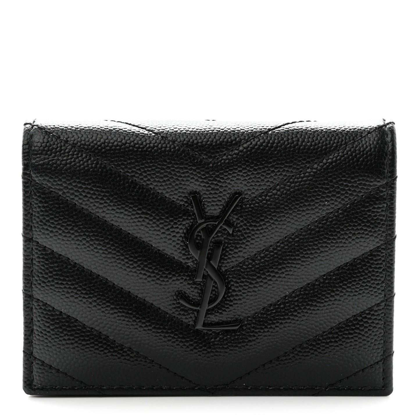 Grain De Poudre Matelasse Chevron Monogram Card Case Black