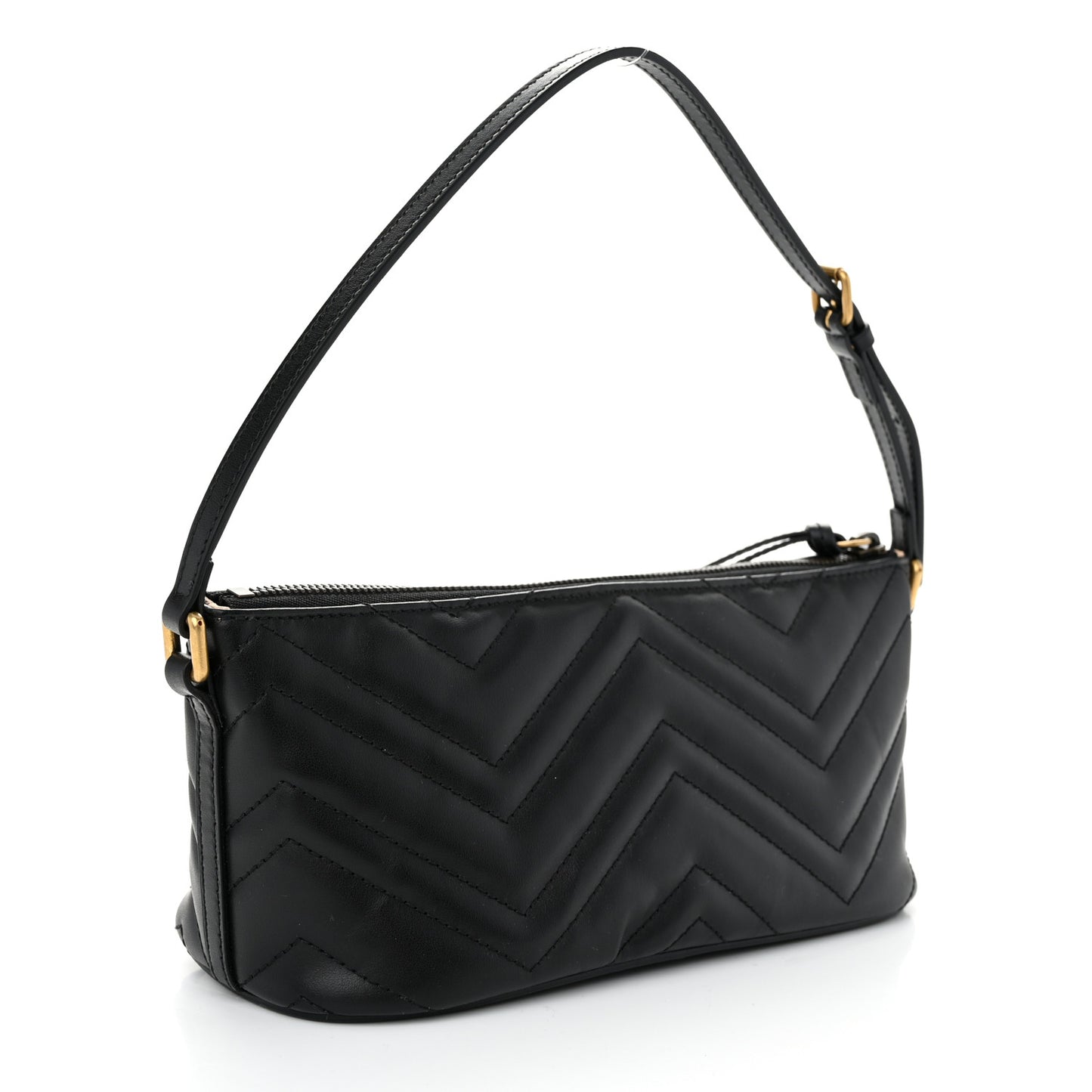 Calfskin Matelasse Chevron GG Marmont Sling Shoulder Bag Black