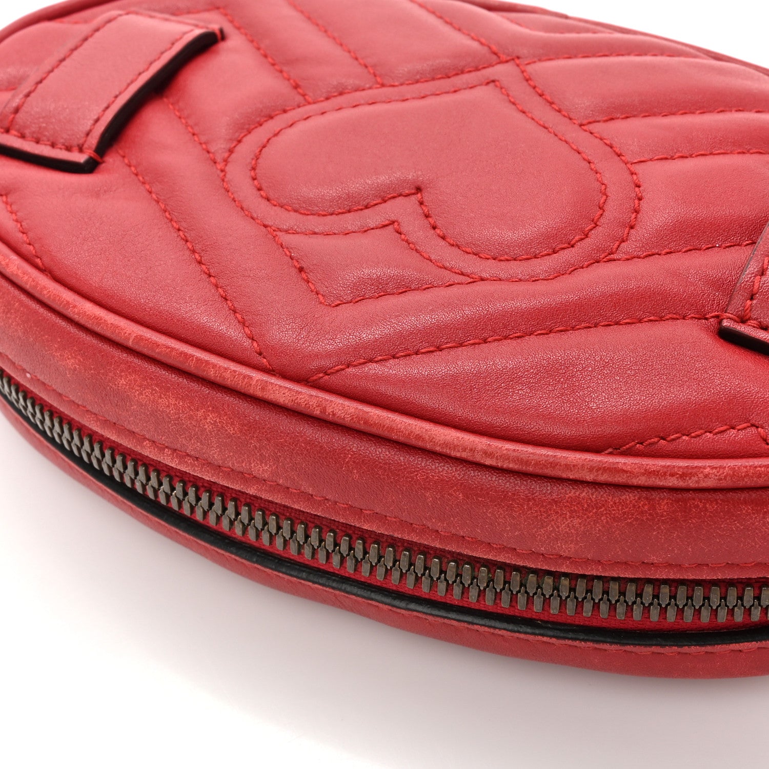 Gucci Calfskin Matelasse GG Marmont Belt Bag 85 34 Hibiscus Red 15 of 16
