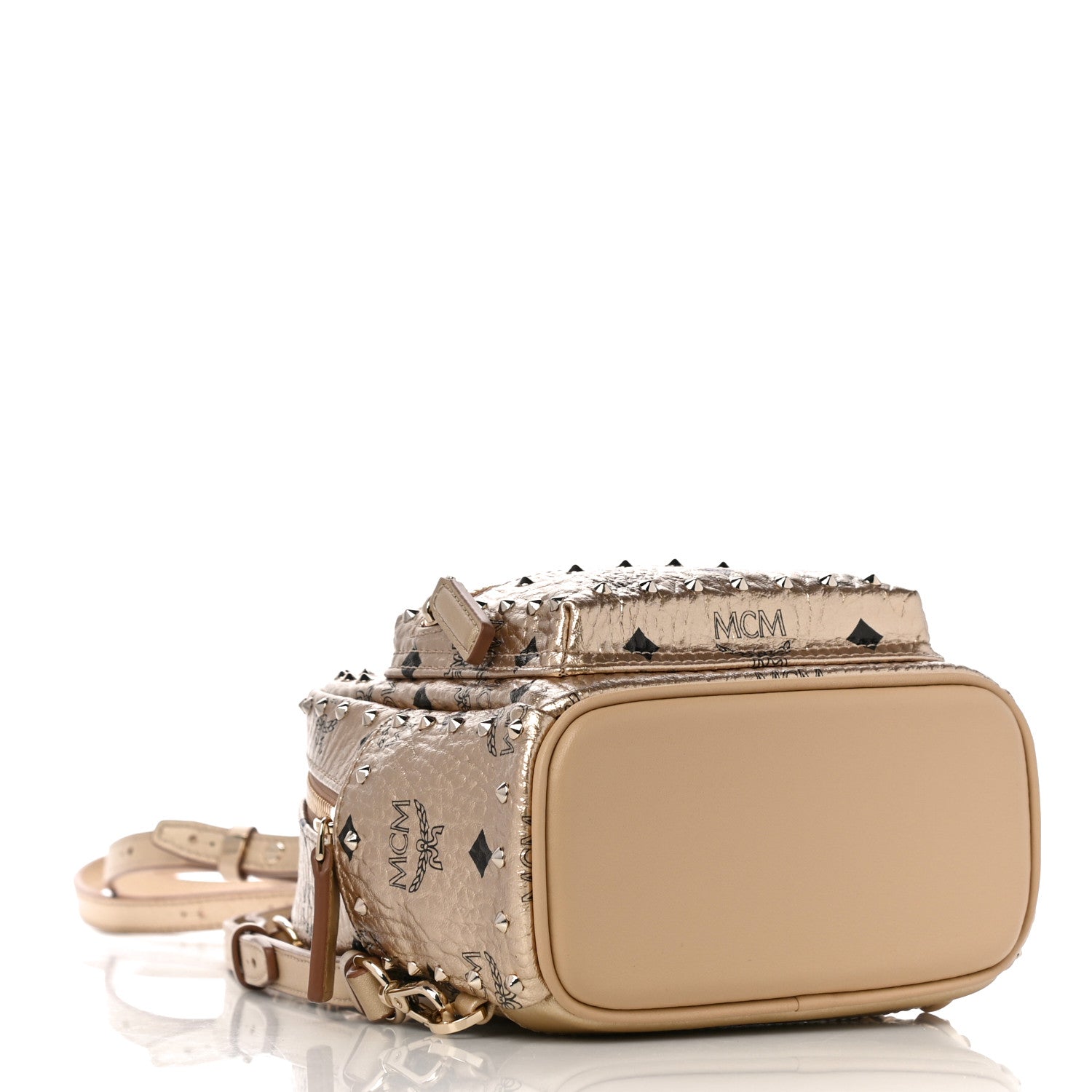 MCM Visetos Studded X-Mini Stark Backpack Berlin Gold 4 of 10