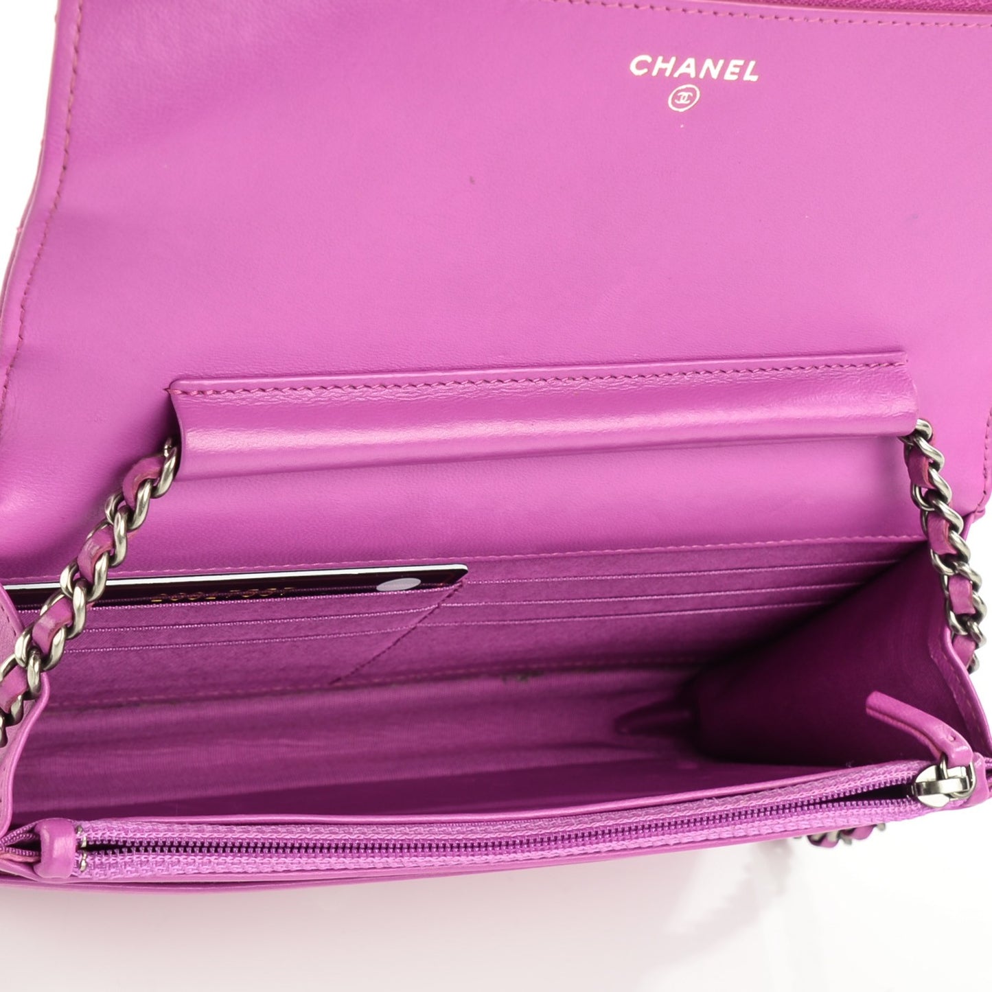 Lambskin Quilted Coco Boy Wallet On Chain WOC Fuchsia