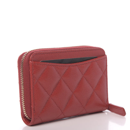 Chanel Caviar Quilted Zip Card Holder Red 3 of 8
