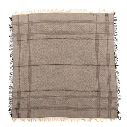 Gucci Wool Silk GG Monogram Diamante Plaid Surviee Shawl Beige Dark Brown 1 of 3