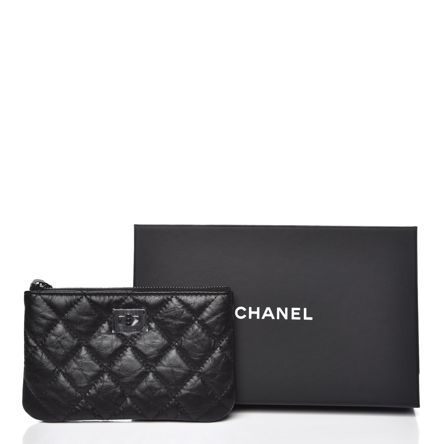 Aged Calfskin Quilted Small Reissue Cosmetic Case So Black