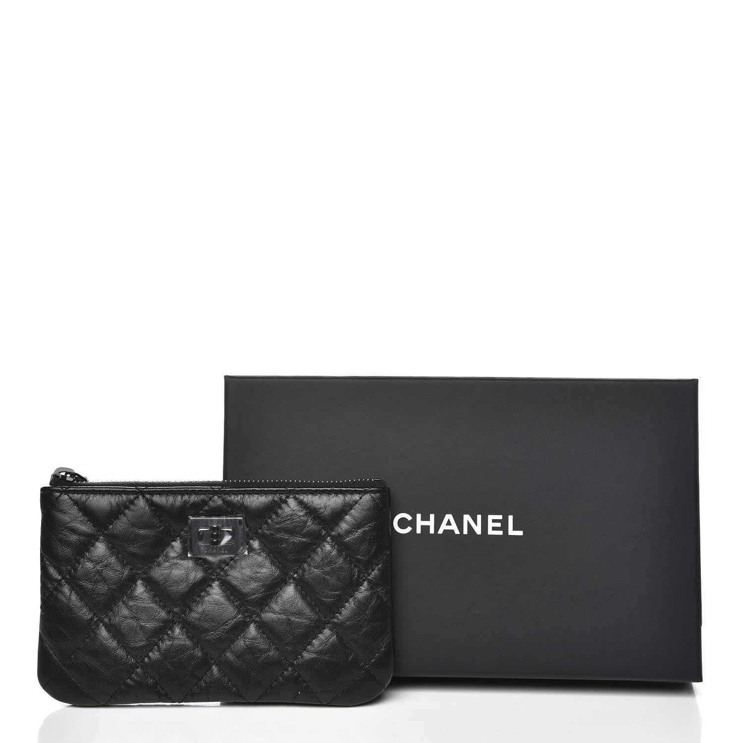 Chanel Aged Calfskin Quilted Small Reissue Cosmetic Case So Black 8 of 8