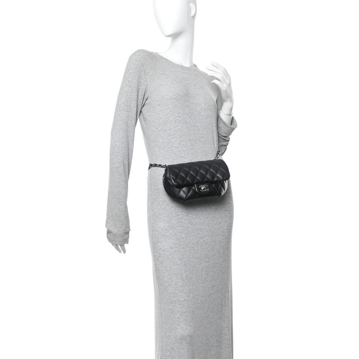 Chanel Calfskin Quilted CC Uniform Flap Belt Bag Black 2 of 12