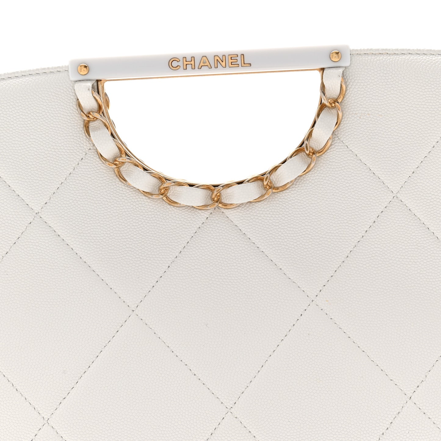 Caviar Quilted A Real Catch Clutch White