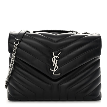 Saint Laurent Calfskin Y Quilted Monogram Medium Loulou Chain Satchel Black 1 of 9