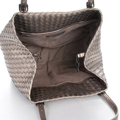 Bottega Veneta Metallic Grosgrain Intrecciato Medium A Shape Seamless Tote Pewter 5 of 8