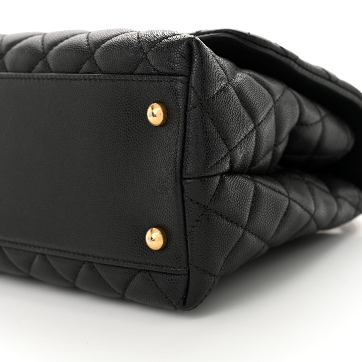 Caviar Quilted Small Coco Handle Flap Black