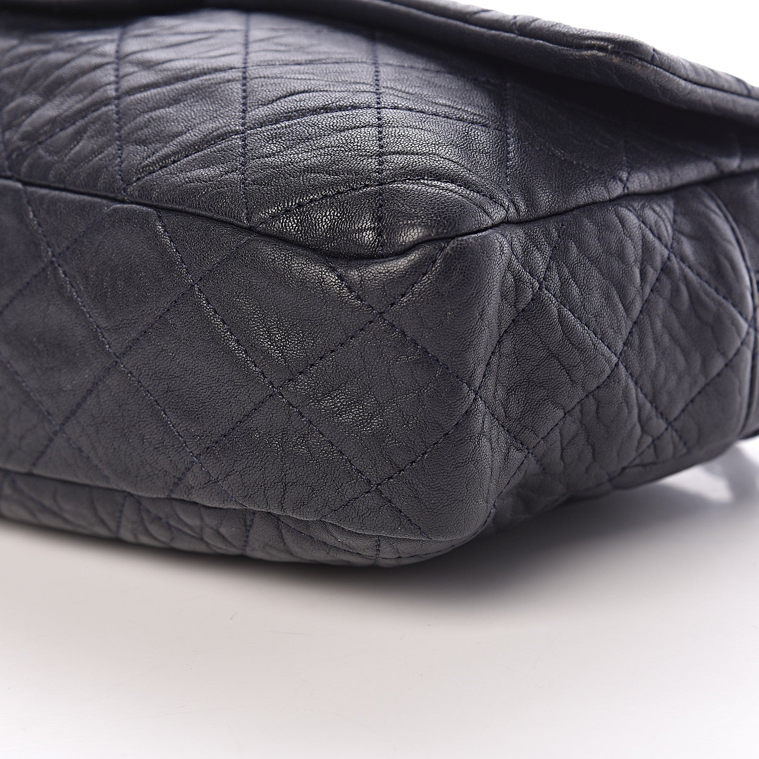 Chanel Sheepskin Quilted Jumbo Easy Flap Navy Blue 10 of 18