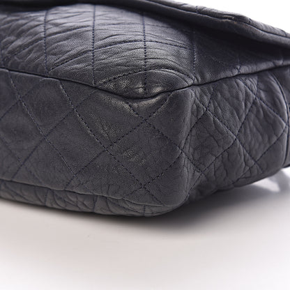 Chanel Sheepskin Quilted Jumbo Easy Flap Navy Blue 10 of 18