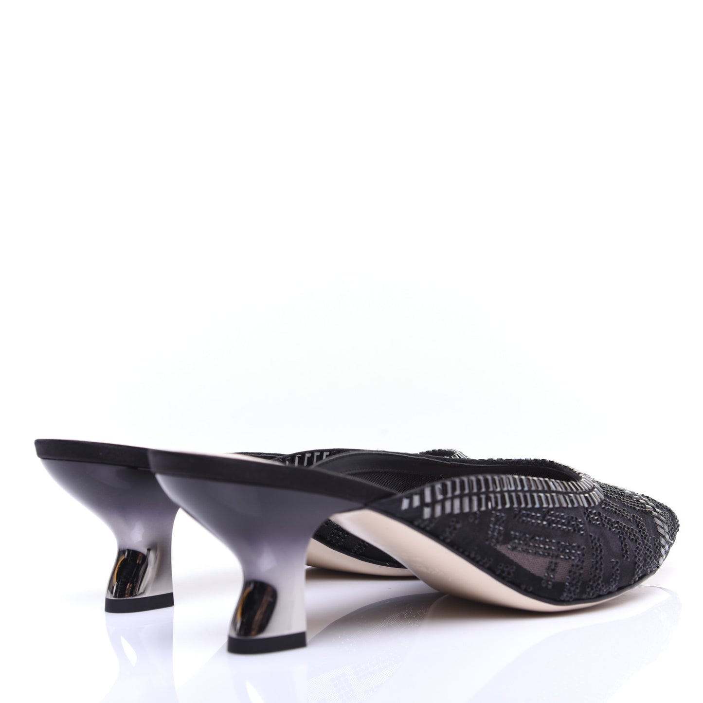Technical Mesh Crystal FF Embellished Colibri 55mm Mules 40 Black