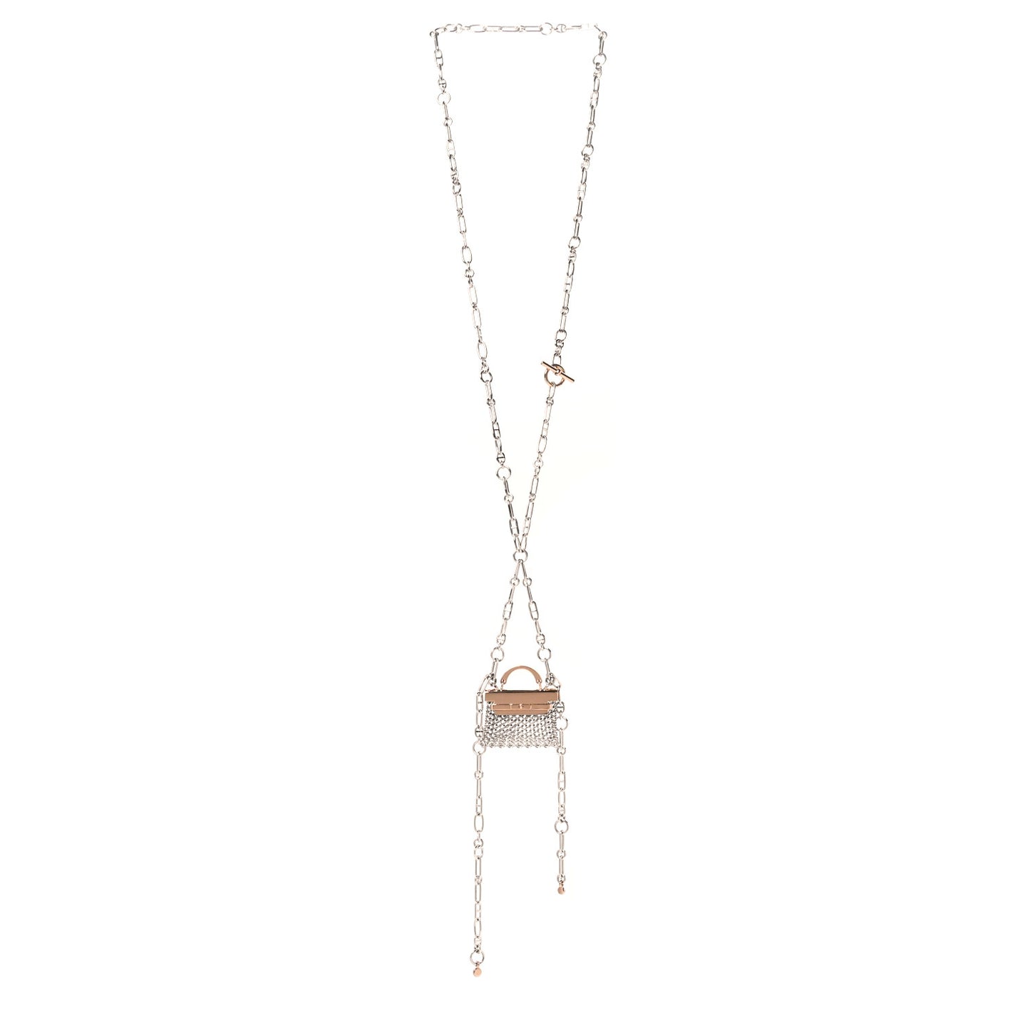 Sterling Silver 18K Rose Gold Precieux Kelly Long Necklace